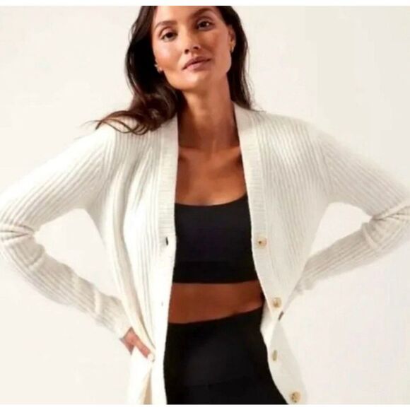 Athleta Layover Cardigan Sz Medium Ivory - Picture 1 of 4